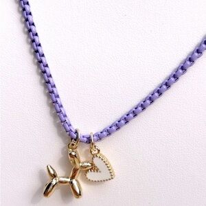 Treasured Jewels Purple Balloon Dog Heart Charm Necklace